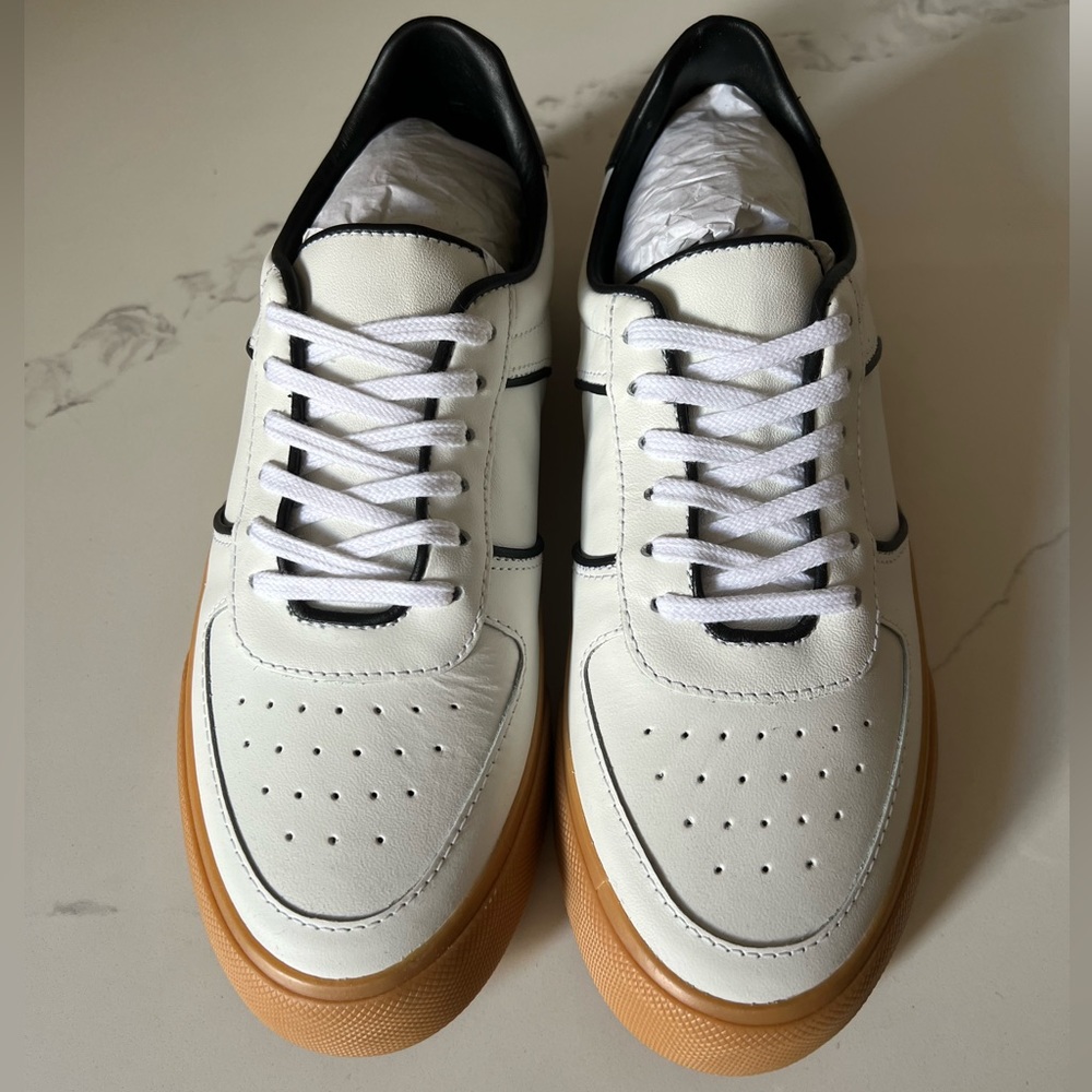 REFORMATION Harlow Leather Sneaker in White/ Black Size 9 NIB